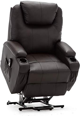 More4Homes CINEMO DUAL MOTOR ELECTRIC RISER RECLINER ARMCHAIR SOFA MOBILITY BONDED LEATHER LIFT CHAIR (Brown)