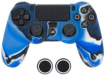 Taifond Carcasa para mando PS4 Slim Pro de silicona, antideslizante, color azul y azul