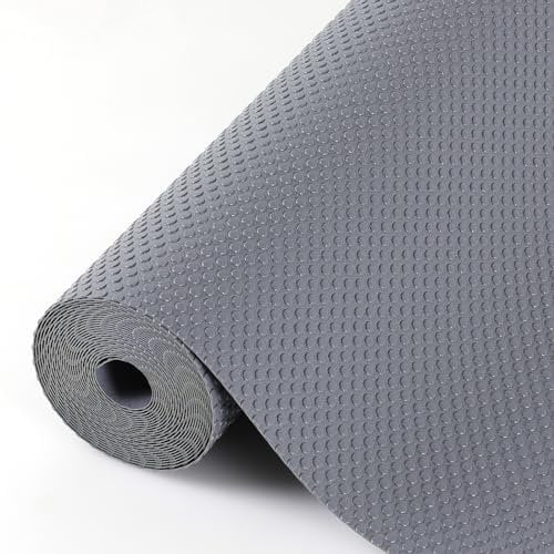 Drawer Liners, Hersvin 60cmx500cm Kitchen Shelf Liner EVA Non-Slip Non-Adhesive Waterproof Washable Cupboard Cabinet Liner Refridge Locker Anti-Slip Mats Sink Protector for Home Office (Dark Gray/Dot)