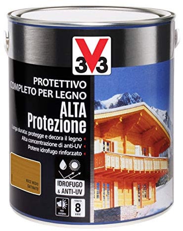 V33 Protettivo Completo per Legno a Solvente Alta Protezione Noce Medio 2 L