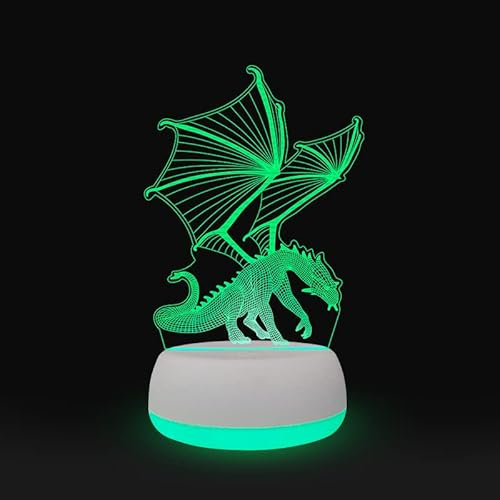 Xdorra Drachen Beleuchtung Nachttischlampe, USB LEDs Home Decoration Drachen Tischlampe 3D Art Lampe, 7 Farbwechsel Dekor Geschenke für Chef Ehemann Freunde