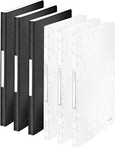 Leitz WOW Sichtbuch in A4 Format, Mit 40 Klarsichthüllen für 80 Blatt, 3x Schwarz + 3x Weiß Set, WOW