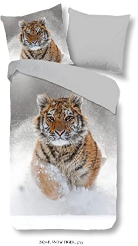 Good Morning! Flanell Bettwäsche 2 teilig Bettbezug 155 x 220 cm Kopfkissenbezug 80 x 80 cm Snow Tiger 2424.03.12 Grey