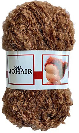 De witte Engel Puppenhaar Mohair Blouclé Garn für Waldorf/Steiner Puppen 50g (Hellbraun)