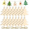 30 Pezzi Ornamenti di Natalizi in Legno, Pendenti in Legno con Spago per Decorazioni Albero di Natale Legno Appendere e Forniture Natalizie Fai-Da-Te (Albero di Natale)