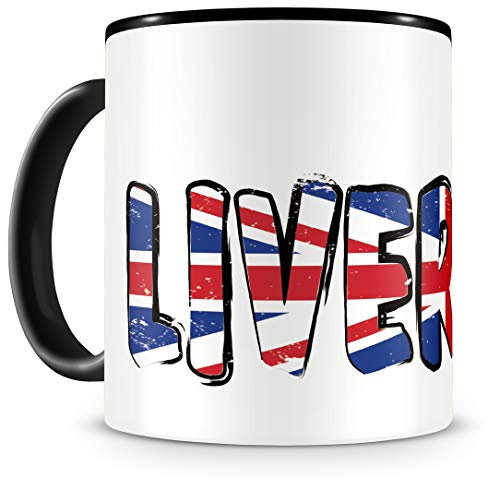 Samunshi® Liverpool Tasse mit Spruch Uk England Geschenk für Mann Frau Oma oder Opa Kaffeetasse groß Lustige Tassen zum Geburtstag schwarz 300ml