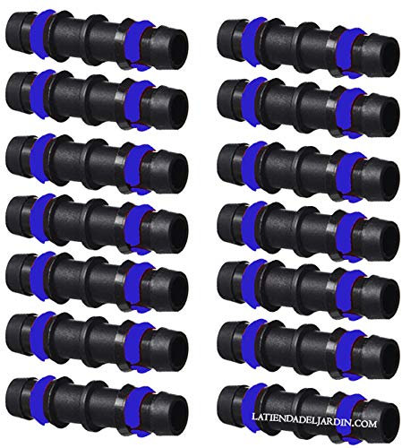 Suinga Pack 100 Enlace Riego por Goteo 16mm Anilla de Seguridad| Manguito conector tuberia 16 mm | Enlace Goteo para Manguera de 16 mm