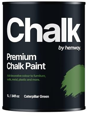 Hemway - Premium Chalk Paint - Caterpillar Green 1 L | Chalky Matt Shabby Chic Finish for Interior Furniture & Walls | Quick Dry & 1 Coat
