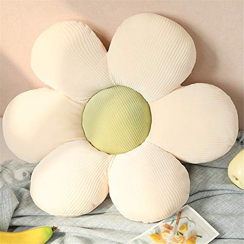 Morbuy Stuhlkissen Blumen Form Sitzkissen, Plüsch Tatami Stuhl Kissen, Weiche, Komfortable Verdickte Sitzkissen Kissen Bodenmatte Kinderzimmer Dekor (40x40cm(15.7x15.7inch),Weiß & Grün)