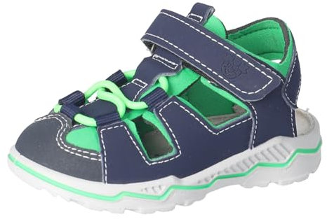 RICOSTA Jungen Sandalen Gery, Baby und Kleinkinder Lauflernschuhe, Weite: MITTEL, waschbar, Outdoorsandalen, Sommerschuhe, Nautic/neongrün (180), 20 EU