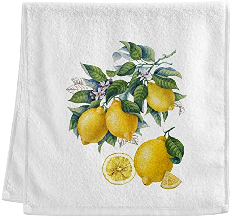 Naanle Handtücher, Vintage-Blumenmuster, Zitrone, weich, saugfähig, 100 % gekämmte, ringgesponnene Baumwolle, Badhandtuch, Küche, Geschirrspülhandtuch, Hotel, Spa, Handtücher, 40,6 x 76,2 cm
