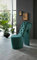 Schuhsessel Retro-Look Knopfsteppung Sessel Stuhl High Heel, Kunststoff (Trinity Bottle Green 28)