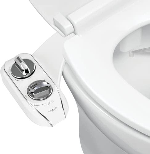LUXE Bidet NEO 120 Plus, attacco bidet brevettato per sedile WC, cerniere innovative da pulire, facile da installare, autopulente avanzato a 360°, ugello singolo, lavaggio posteriore (cromato)