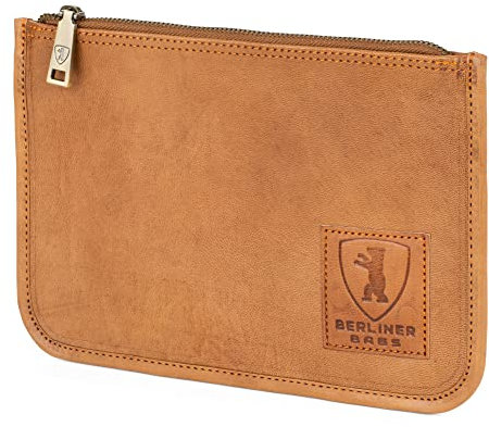 Berliner Bags Vintage Dokumentenmappe Theo M, Schreibmappe, Reisepass Organizer und Aktenmappe aus Leder, für Herren und Damen - Braun