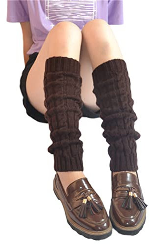 ORANDESIGNE Damen Mädchen Beinwärmer Stulpen Legwarmers Grobstrick Stulpen Flauschig 40 cm 80er Stulpen Lange Gestrickt Beinwärmer Winter Beinstulpen Strumpf für Ballett Fitness Yoga A Kaffee
