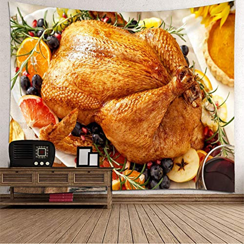 Lieson Wandteppich Weihnachtsmotiv, Psydelic Wandteppich Truthahn Bunt Tapestry Wall 350x256CM
