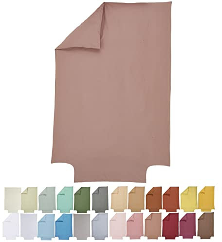 P'tit Basile Housse de Couette 100x135 ou 100x140 cm - 100% Coton Bio 57 Fils certifié sans substances nocives - Vieux Rose - Idéal pour lit bébé 60x120 70x140 cm - Rabat pour Border