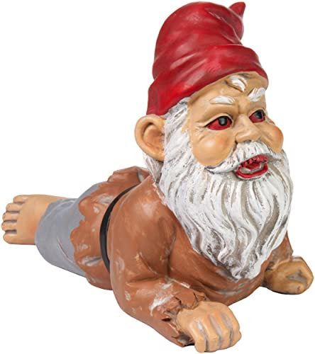 BRUBAKER Gartenzwerg Zombie - Kriechender Grusel Zwerg - Halloween Gartenfigur Lustig - Dekoration Wetterfest für Garten Campingplatz - Horror Gartendeko für außen - 24 cm groß