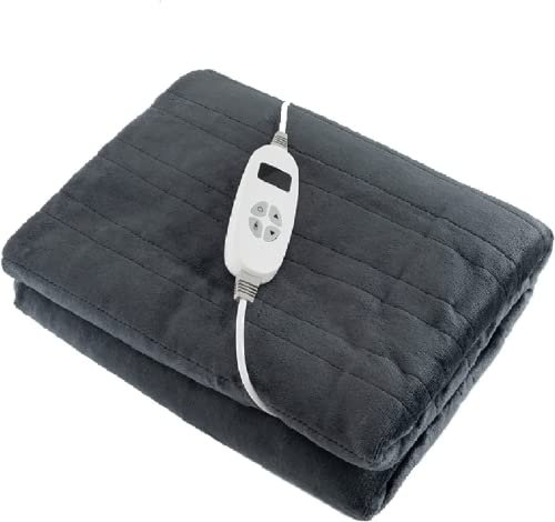 RELAX4LIFE Heizdecke, Wärmedecke mit Abschaltautomatik, Beheizbare Decke 9 Heizstufen 1-9 Timer, Electric Blanket Überhitzungsschutz, 25°C -46°C, Maschinenwaschbar (181x136cm, Grau)
