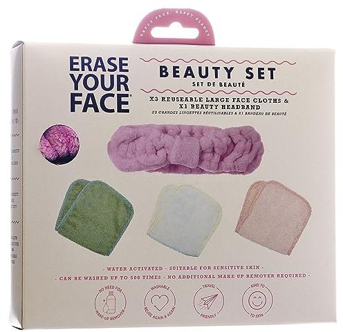Erase your face Set of 4 ECO reusable makeup remover towels