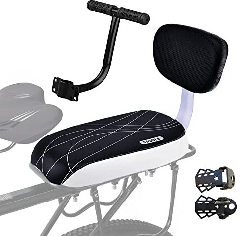 doepeBAE Sicherheits Fahrrad Rücksitz Zubehörsatz,Rücksitz mit Rückenlehne,Fahrrad Rücksitz Armlehne Fahrrad Sitz Kissen Fußstütze Set Rücksitzkissen für Kinder oder Erwachsene (Satz 3)