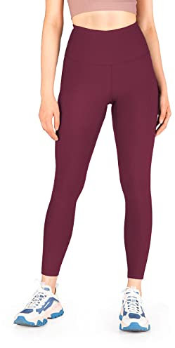 Yogipace Petite/Tall Damen Hohe Taille Gerippte Yoga Leggings Rib Tights mit Taschen