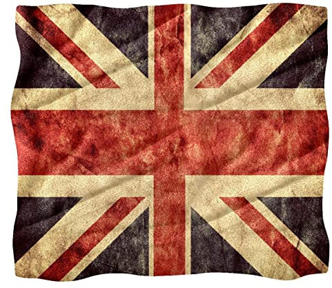 TBOUOBT Bettwäsche-Fleece-Decke, dekorativ für Schlafzimmer-Sofa-Boden,Union Jack Flaggen Weinlese