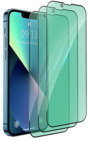 zonyee 3 Stück Schutzfolie für iPhone 13 6.1 Zoll, Grünes Licht Augenschutz 9H Härte Glasfolie Displayschutzfolie für iPhone 13 [Anti-Blaulichtfilter Panzerglasfolie] [Anti Fingerprint und Kratzfest]