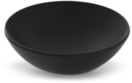 STARBATH PLUS - Lavabo sobre encimera de Cristal Negro Mate - Lavamanos Redondo sin Taladro Grifo - Ideal para Baño, Aseos y Tocador - 38 x 38 x 14 cm