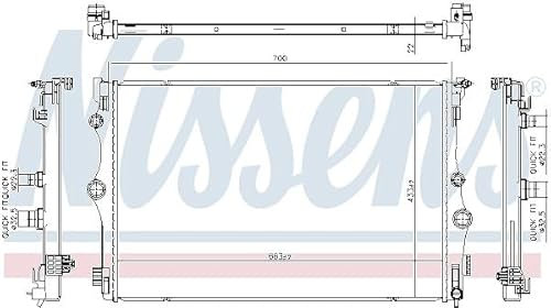 NISSENS Kühler Motorkühlung Kühler Wasserkühler Motorkühler Netzbreite 433mm Netzlänge 663mm Netztiefe 22mm 606815