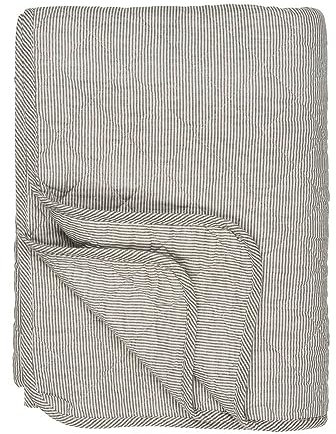 Plaid Beach Club braun weiß gestreift Decke Strandhaus Coastal Farmhouse Hamptons