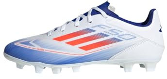 adidas Unisex F50 Club Football Boots Flexible Ground Fußballschuhe, Cloud White/Solar Red/Lucid Blue, 44 2/3 EU