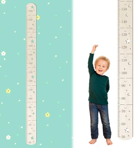 Nizirioo Messlatte für Kinder aus Holz, Messlatte Kinderzimmer Natürlichem Holzpuzzle klappbar, Holz Messlatten, Höhenwachstumsdiagramm, Holz Messlatte für Wanddekoration