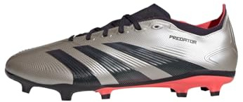adidas - League Predator Firm Ground Unisex Kids Sneaker, Platin Metallic/Aurora Black/Turbo, 24.0 cm