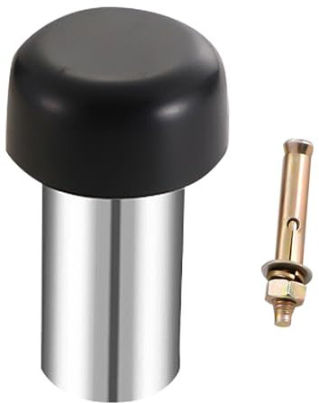 Leliafleury 80mm Door Stopper Stainless Steel Door Bumper Floor Mounted Door Stop Cylinder Decorative Doorstop Solid Doorstop with Rubber for Home Office Commercial