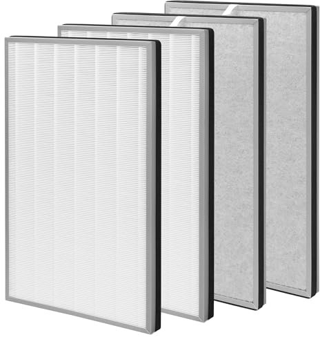 FCFMY - 4 Pack HE601 HE601 HE602 HEPA Carbon Filter Replacement Compatible with Shark Air Purifier 6 Fans Model HE601 HE602, Part # HE6FKPET