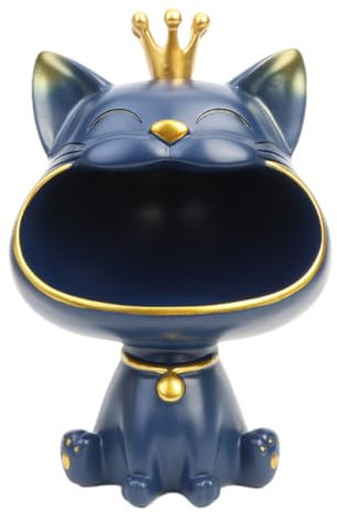 BLOOOK Lachende Katze Figuren Statue,Großer Mund Katze Aufbewahrungsbox,Maneki Neko Fortune Cat Skulptur,Glückliche Katzen Lagerung Box,Kätzchen Schlüssel Schale,Schmuck Tablett