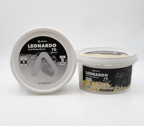 Leonardo 70 Silicone 1.5 KG - Gomma siliconica in pasta di durezza 70 Shore-A. Per realizzare stampi che riproducono fedelmente anche i più piccoli dettagli. Presa rapida in 5 minuti.