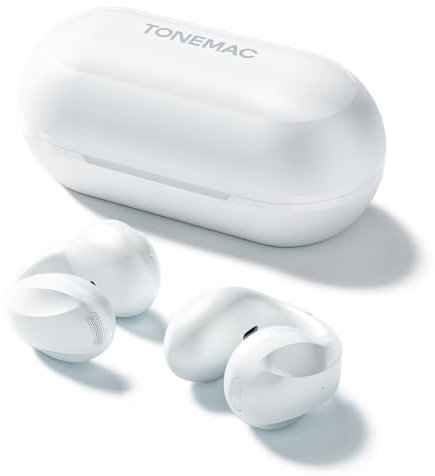 TONEMAC Q3A Open Ear Kopfhörer,EarClip Bluetooth 5.3 Kopfhörer,Kabellos Bluetooth Kopfhörer mit ENC Mikrofon,34H Deep Bass Wireless Earbuds Ohrhörer,zum Radfahren, Fahren, Laufen