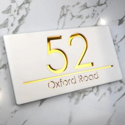 Numéro de maison personnalisé, plaque de porte moderne en acrylique 3D, plaques d'adresse avec nom de rue, plaque de numéro de maison pour l'extérieur, numéros de maison, plaques et panneaux (blanc et