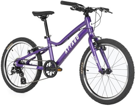 ATTABO Kinderfahrrad Ease 20“ – Leichter 6061‑Aluminiumrahmen, ergonomischer 560 mm BMX‑Lenker, Shimano Altus 7‑Gang, Kenda 20×1,75″ Reifen, TEKTRO V‑Bremsen, Memory‑Sattel, Lila