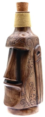 Botella Tiki de Cerámica Estatua Moai Imitación Estatuas Monolitas de la Isla de Pascua Decoración Interior Exterior Hogar Cocina Bar Cóctel Botellas Cóctel Bebida Líquida