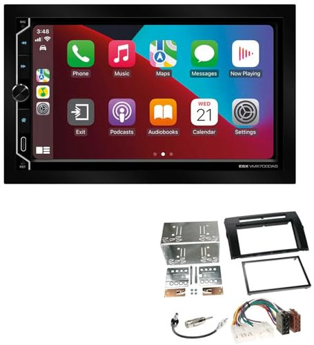 ESX VMX700DAB 2-DIN Autoradio kompatibel mit Wireless Apple CarPlay Android Auto Bluetooth DAB+ passend für Toyota Corolla Verso 2004-2009 schwarz
