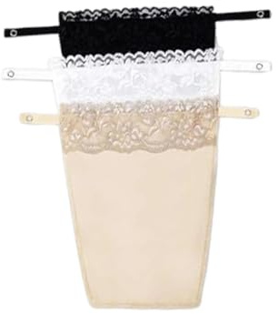 Dinghaole 3 Pcs Cache décolleté, Dame Spitze Clip-on Mock Camisole BH Einsatz Overlay Modesty Panel Weste, Cache Decollete Femme,Caraco Fantaisie en Dentelle pour Femme