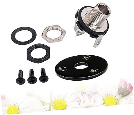 TOYANDONA Presa Jack Ingresso Per Chitarra Elettrica Con Piastra e Viti Facile Installazione Nero Compatibile Con Chitarre e Bassi