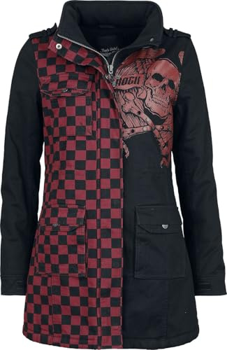 Rock Rebel by EMP Damen schwarze Winterjacke mit kuschelig warmen Teddyfell