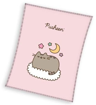 TDI Pusheen Weiche Fleece-Bettdecke in Rosa für Kinderzimmer, Mädchen, Kinder