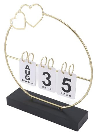 Jwthee Schreibtischkalender zum Stehen, ewiger Tischkalender mit LED-Licht, Konstruktion, ewiger Klappkalender, Metallkunst, Schreibtischdekoration, Kalender für Zuhause, Wohnheim, (Black)