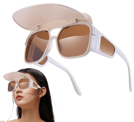 Sunglasses with Sun Visor - Cycling Sunglasses with Hat Brim for Sun Protection - Cycling Glasses with Sun Visor, Comfortable Funny Sunglasses for Men and Women