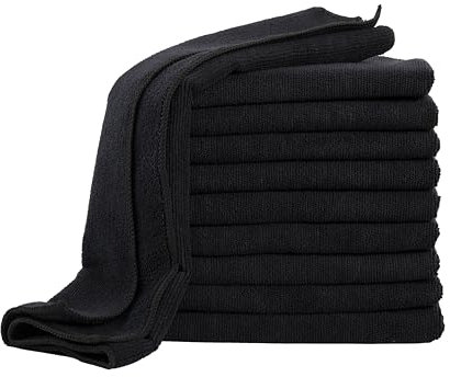 Devior 10er Set Mikrofasertücher 40x40 cm, Schwarz – Mikrofasertuch für Staubwischen, Oberflächenreinigung, Fensterputzen, Lackpflege & Innenraumreinigung, 80% Polyester, 20% Polyamid